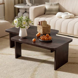 U-Can Modern Minimalist Coffee Table Set, Rectangle Coffee Table with Splicing Design, N724P232174P
