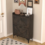 ZUN Shoe Cabinet with 2 Flip Drawers& Open Shelves,Modern Entryway Shoe Storage Cabinet, SlimNarrow W679P154753