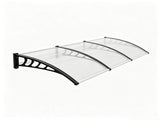 12040 in Transparent Door Awning Canopy, One-Piece PC Sun Panel with Black PP Brackets & Aluminum 48136737