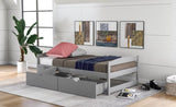 ZUN Twin size platform bed, with two drawers, gray 72680589