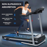 Compact Folding Treadmill for Home - 2.5HP Quiet Brushless Motor, 3-Level Incline, 7.5 MPH, Shock 77102736