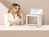 Elegant 4-Drawer Jewelry Box with Clear Front & Pink Velvet Interior White Storage Cabinet for 74850541