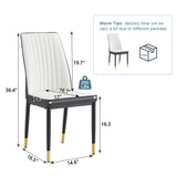 4 Dining Chair Set, White Grey Dining Chair Set, High Back Seat in PU Material and Sturdy Black W1512P355795