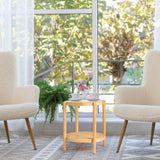 19.7in Rattan Coffee with Glass Top, Small Round End, Boho Style Side Sofa End 07678720