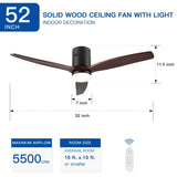 ZUN 52 In.Intergrated LED Low Profile Ceiling Fan with Dimmable Light W136782845