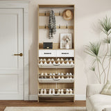NEW OAK color shoe cabinet with 3 doors 2 drawers with hanger,large space for storage W1320137991