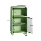 ZUN 45.28" H Cabinet, Bathroom Floor Cabinet with Glass Door and Shelves, Freestanding Display W757P205952