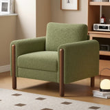 Oversized Accent Chair, Upholstered Living Room Chairs Single Sofa Chair with Walnut Legs, Curved N765P189679N