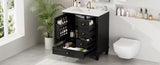 30" Bathroom Vanity with Sink, One Door with Shelf and Three Drawers, Soft Close Door, Black N759P225994B