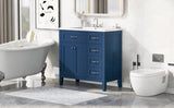 ZUN 36" Bathroom Vanity with Sink Combo, Blue Bathroom Cabinet with Drawers, Solid Frame and MDF Board 11515323