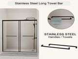 60 W x 72 H Sliding Shower Door, Semi-Frameless Double Sliding Glass Shower Door with 1/4 W3887P395469