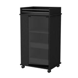 Lusk Bar Cart with 2-Bottle Holder Shelf, Glass Door and Casters B128P176152