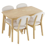 Disassembly rubber wood soft package wood color dining table and chair set 1 table 4 chair beige 26149920