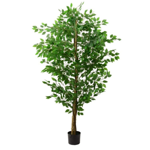 ZUN 6ft Ficus Tree Artificial, Realistic Texture Potted Faux Ficus Tree, Fake Trees Indoor Outdoor for 27073880