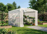 8*6ft Plastic Sprayed Iron Pipe PE Mesh Foldable Greenhouse Shed White 64560167