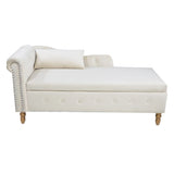 Beige Chaise Lounge Indoor,Velvet Lounge Chair for Bedroom with Storage & Pillow,Modern Upholstered W1170100896