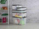 (2 pack) 76 Quart Stacker Storage Bin, Clear Plastic Storage Container with Latch Lid, Durable, Dark 68110717