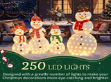 4-Pack 5FT Snowman Family, White 2D with Branch Arms, 250 Warm White Lights, Christmas Light Set 40607208