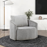 Modern Sleek Design Swivel Chair Cushion Seat Soft Gray Chenille Upholstered Plush Back Pillow B011P256605