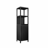A 52-foot-tall black linen tower bamboo storage cabinet, suitable for main living spaces such as W2207P327623
