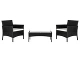 2pcs Arm Chairs 1pc Love Seat & Tempered Glass Coffee Table Rattan Sofa Set Black 36576251