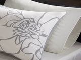 Printed Cotton Sateen Comforter Set Grey/Peach Twin/Twin XL B03597153