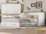 Full Size Farmhouse Murphy Cabinet Bed with Charging Station, Foldable Platform Bed with Large 56836173
