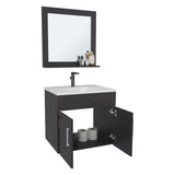 Blake Bathroom Mirror Cabinet with Two Interior Shelves, Wall-Mounted Storage Black B070P316868