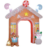 ZUN Christmas Inflatable Gingerbread House Archway 12426545