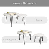 27.56'' Round Nesting Coffee Table Set of 2, Circular Nesting End Table Set, Round Marble Tabletop, 32508721