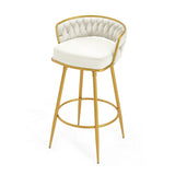 ZUN Swivel Counter Height Bar Stools Set of 2,31.5"Bar Height Stools with Hand-Woven Backrest & Gold N762P216979A