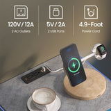 Nightstand with LED Lights, Adjustable Light Colors, Bedside Table, Side Table with 2 Drawers,Grey W2178P252969