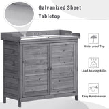 TOPMAX Outdoor 39" Potting Bench Table, Rustic Garden Wood Workstation Storage Cabinet Garden Shed WF285324AAE