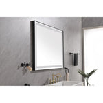 ZUN 48x36 Inch LED Frontlit Bathroom Mirror with Metal Frame, Wall Mounted Vanity Mirror with Smart 53785402