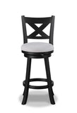 ZUN 2pc Swivel Pub Stools Counter Height 24" Chair Fabric Upholstered Seat Footrest Wooden Dining Room B011P262368