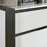 Contemporary 1pc Nightstand White Color High Gloss Finish w/ Metallic Accents Bedside Table w USB B011P158089