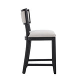 26.5" Counter Stools Set of 2, Upholstered Counter Height Bar Stools with Comfy Back, Solid Rubber 72643.00BGECHOC