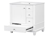24" Bathroom Vanity with Sink and Drawers, White Freestanding Vanity Cabinet with Ceramic Top and 00086938