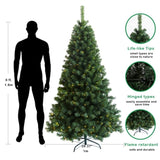 ZUN Pre-lit Christmas Tree 6ft Artificial Hinged Xmas Tree with Foldable Stand W49835484