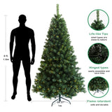 Pre-lit Christmas Tree 6ft Artificial Hinged Xmas Tree with Foldable Stand W49835484