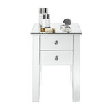 ZUN Modern and Contemporary Mirrored 2-Drawers Nightstand Bedside Table Silver 09093710