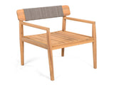CREATIVE BRAIDED ACACIA WOOD OUTDOOR DINING CHAIRS WITH ARMRESTS, SUITABLE FOR OUTDOOR DINING AND N770P269704G