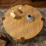 Round Coffee Table with Solid Wood for Living Room, 2-Tier Round Coffee Table with Storage Shelf, W3158P297420