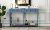 TREXM Retro Console Table with 4 Drawers and Open Shelf, perfect for Entryways, Living Rooms, and N715P202860M