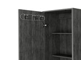 Smokey Oak 3 Broom Hangers Tall Storage Cabinet B062P175168