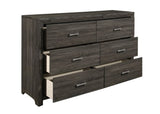 ZUN Dark Gray Finish 1pc Dresser of 6x Drawers Chrome Tone Handles Contemporary Design Bedroom Furniture B011P199392