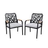 Outdoor Patio K/D Aluminum Stationary Dining Chairs 2PCS with Outdoor-grade Sunbrella Fabric W1886P272372
