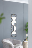 ZUN 47.2" Eclectic Styling Metal Beaded Black Wall Mirror with Contemporary Design for Bedroom,Liveroom W2078124372