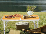 3ft Aluminum Alloy Folding Table wood grain color 07929518