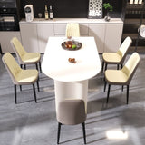 63 "medieval modern cream style MDF dining table and PU dining chair set 6. Assemble Desktop and 61294361